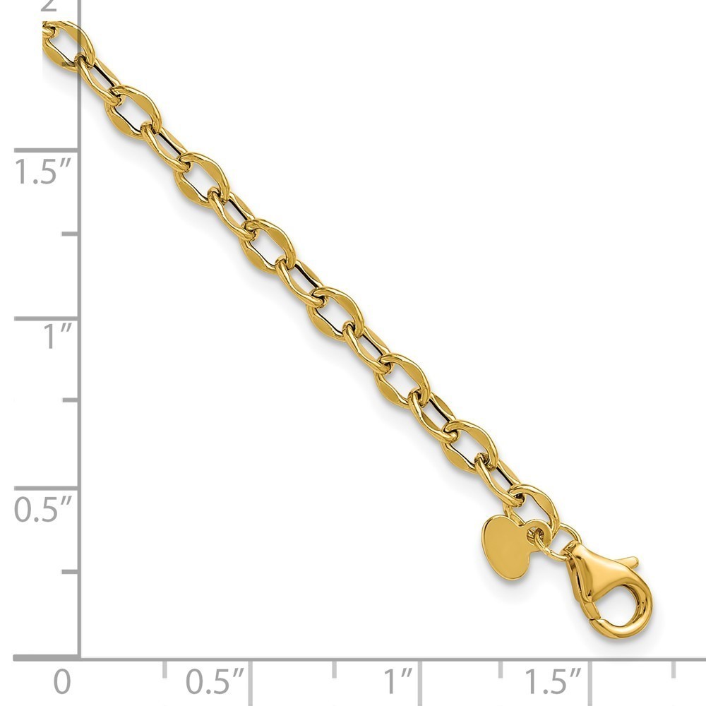 14k Yellow Gold Polished Fancy Flat Cable Link Bracelet - Picture 5 of 6